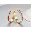 Stainless steel round crystal stud earring,gold diamond hoop earrings